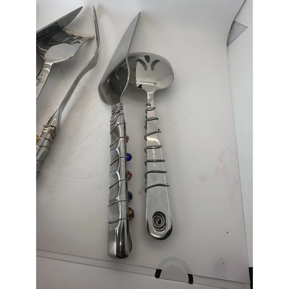 Handmade Beaded Wire Wrapped Stainless Serving Utensils Mixed Lot of 6